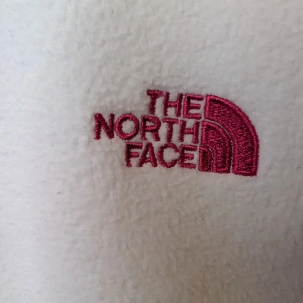 The North Face Girls L 14/16 White Fleece Full Zip Jacket Pink Logo Soft